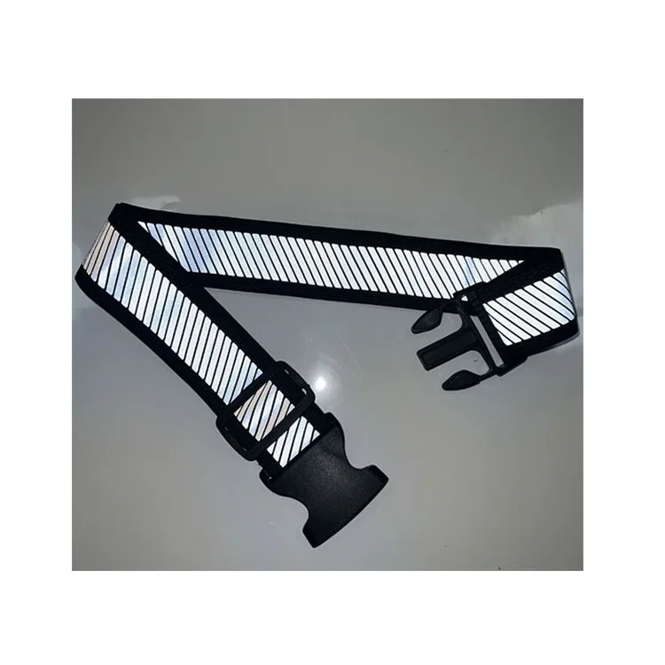 Cheap custom silver segment reflective strap high bright black reflective running belt