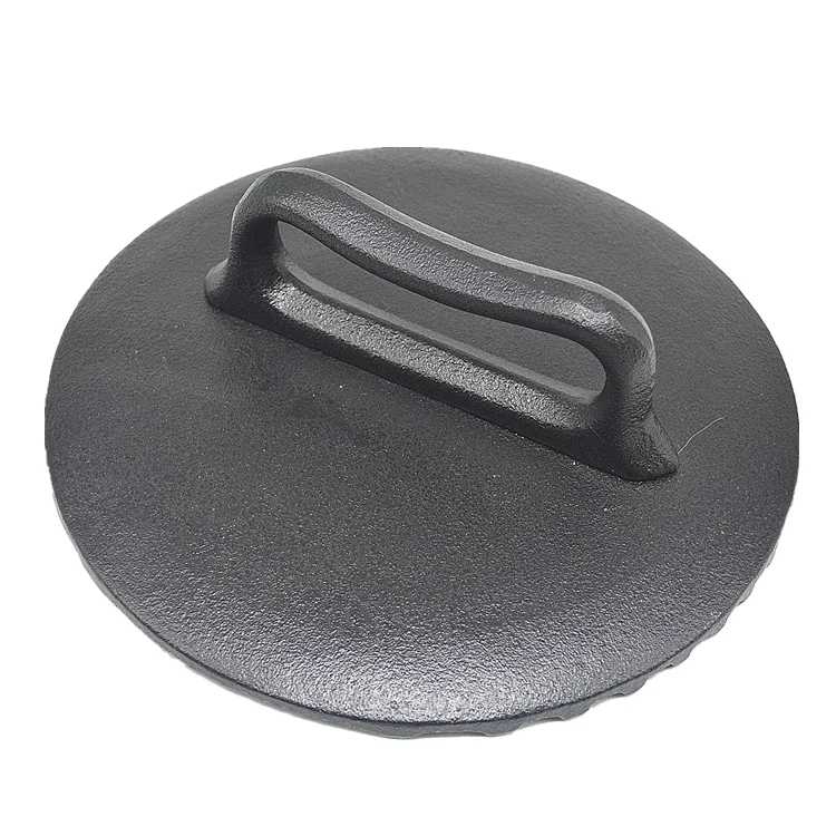 23cm hot sale bacon cooking round shape pre-seasoned cast iron grill sandwich press with handle