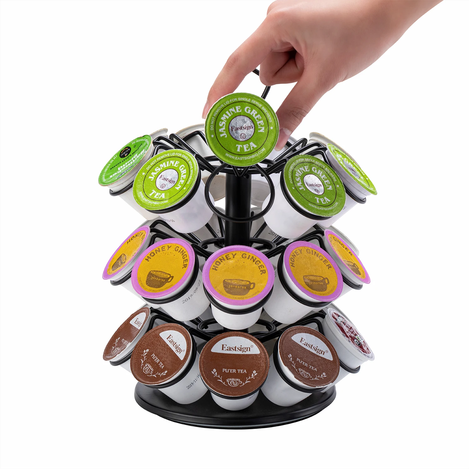 27-Capacity K-Cup Organizer 3-Layer Iron Coffee Pod Stand Holder Kitchen Storage Box Packed Customizable Design for Home Use