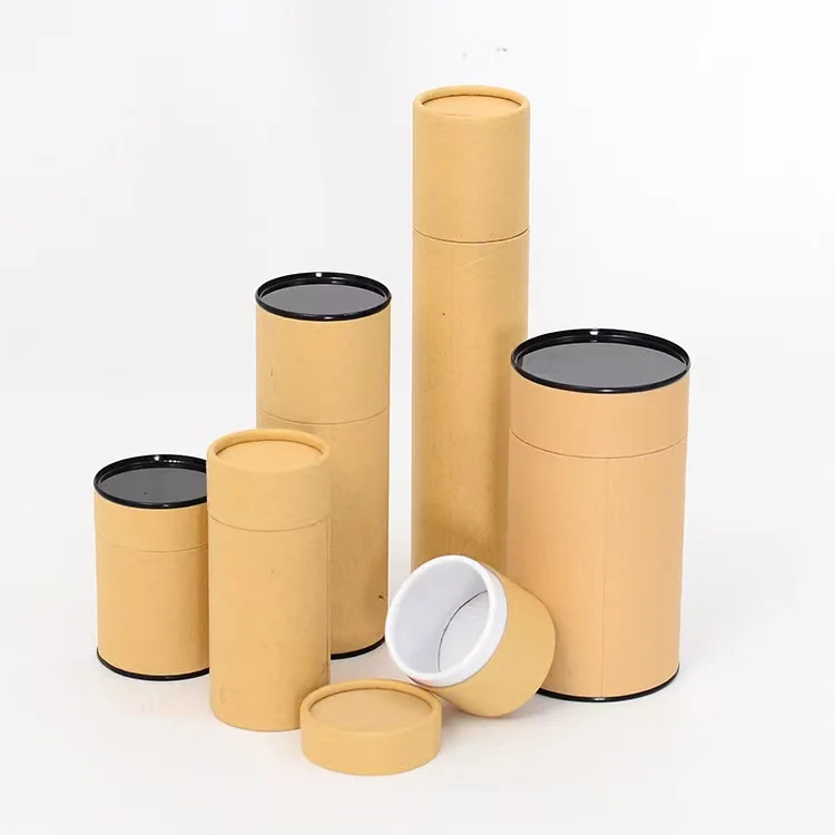 Private Label Craft Tubes Empty Foundation Gift Packaging T Shirt/honey/tea/poster Kraft Cylinder Packaging Box