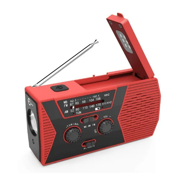 Portable Hand Crank Emergency NOAA Solar Power Radio Home Weather Radio with Flashlight Reading Lamp for Outdoor Camping Hiking