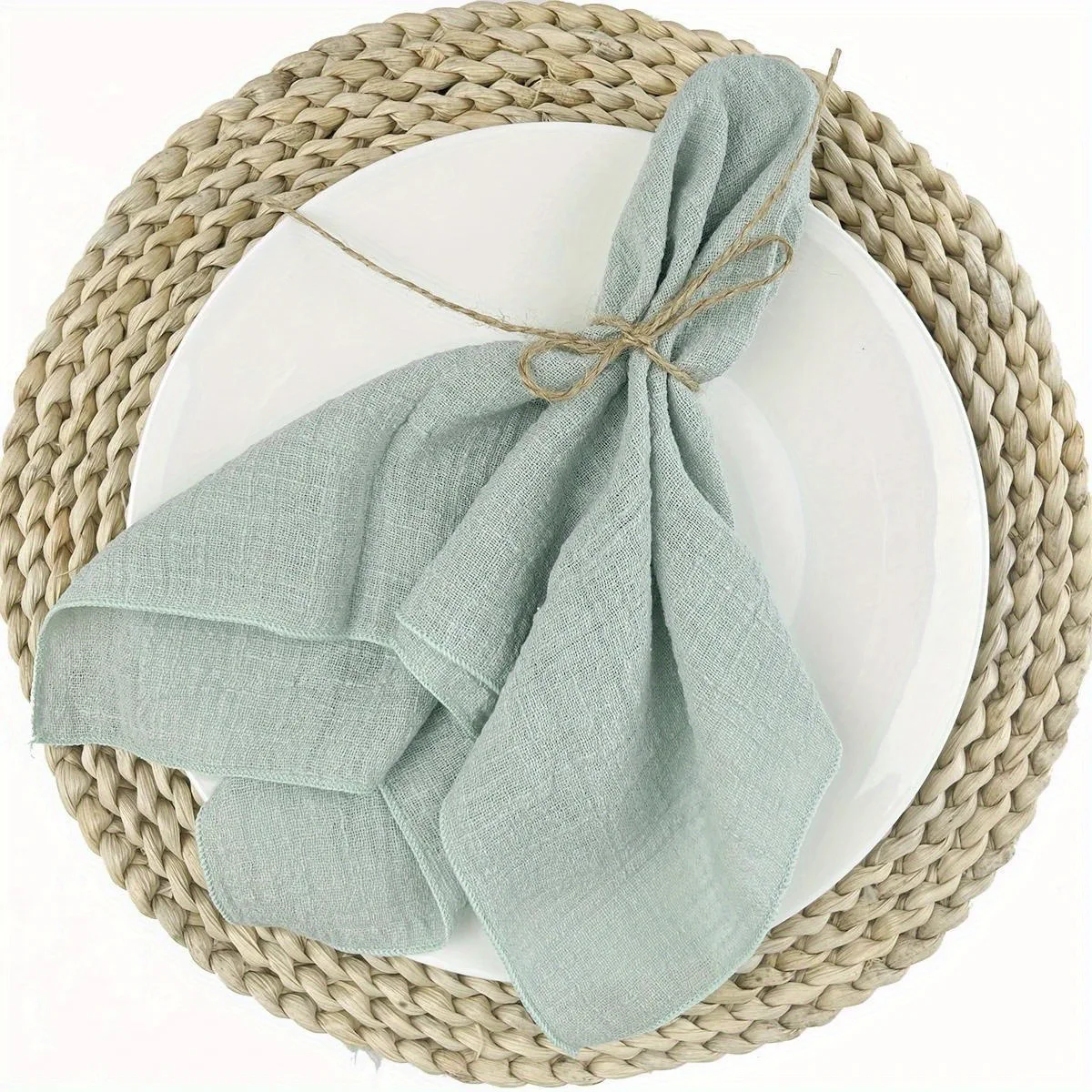 2024Luxury Kitchen Napkins Towel Blue Color Washed Linen Cloth Cotton wedding  Dinner Table Napkin