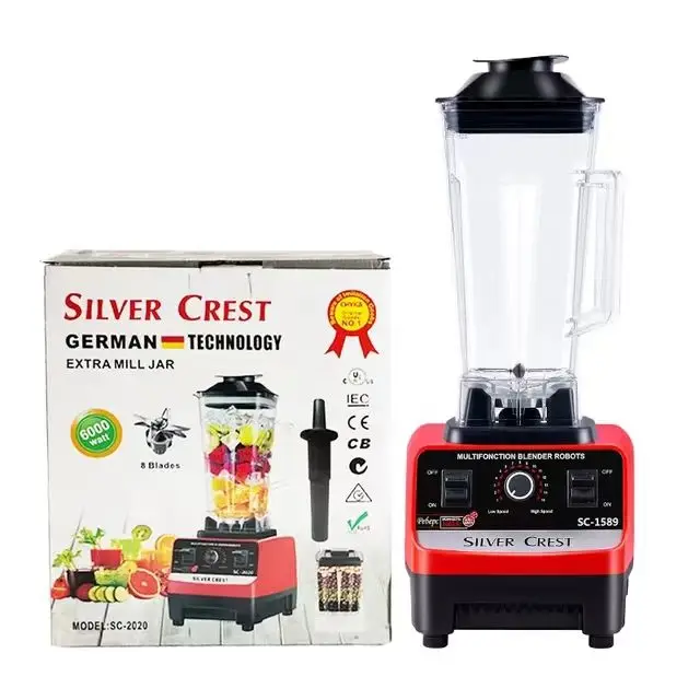 Double two cup 4500w silver crest blender commercial food smoothie blender and juicers mixer licuadora mixeur