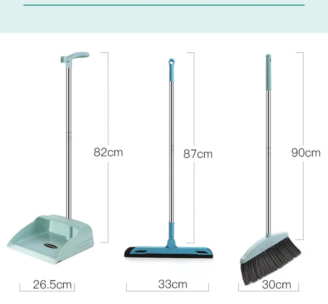 New Sweeping Broom Set Wholesale Household Soft Broom Plastic Stainless Steel Broom Long Scraping Dustpan Combination.
