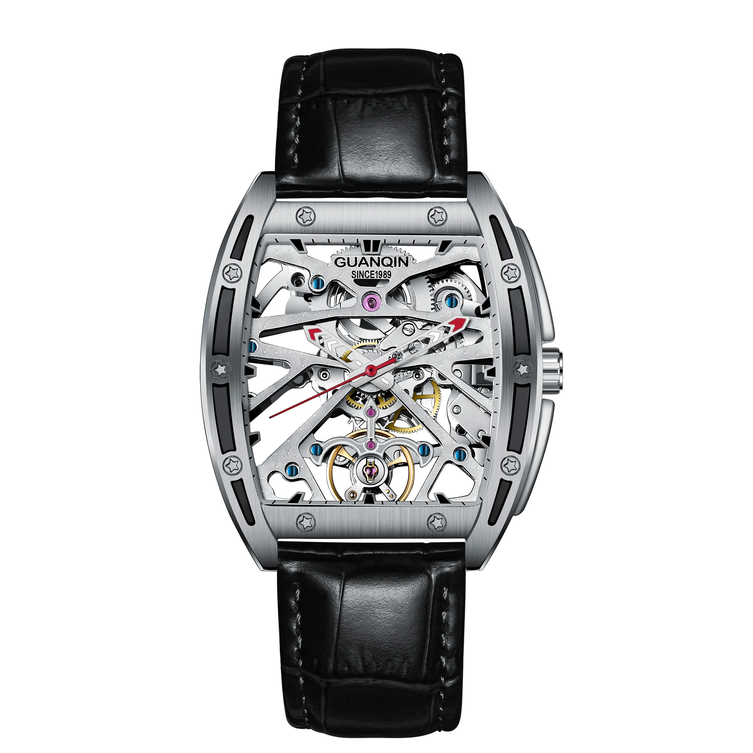 Автоматические механические мужские часы GUANQIN, роскошные Брендовые мужские деловые часы с турбийоном, мужские часы reloj hombre