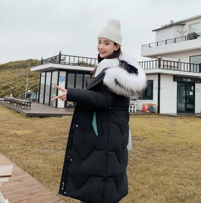 Queena Womens Quilted Puffer Coat Down Cotton Hooded Long Winter Warm Fur Parka Jackets