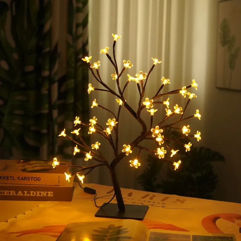 H45Cm Indoor Warm White Lights Decorative Christmas Table Portable USB/Battery LED Cherry Blossom Tree