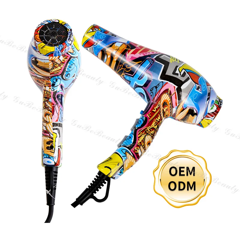 Gubebeauty hot sale professional ionic hair dryer hot&cold air wind electric Graffiti hair dryer for homeuse salon with FCC&CE