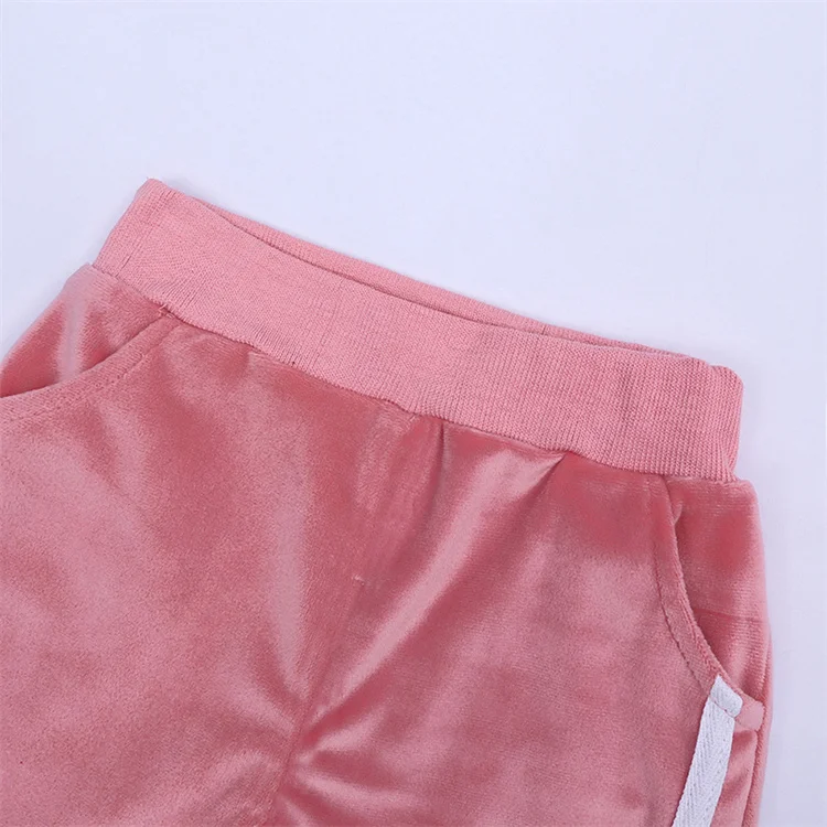 Оптовая продажа велюровые детские зимние комплекты одежды Бархатный спортивный костюм толстовка длинные штаны комплект из 2 предметов для мальчиков и девочек бега