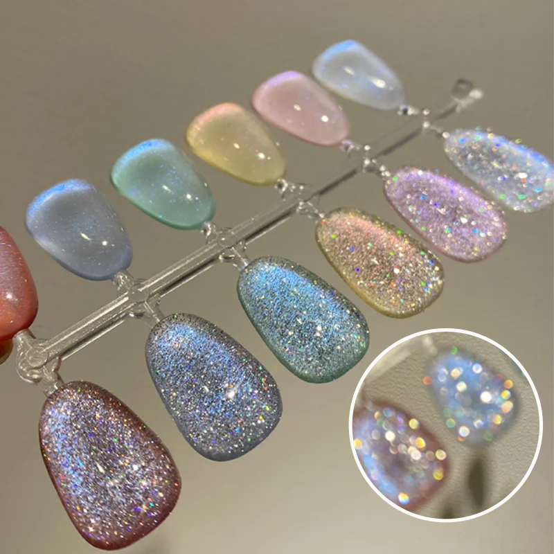 MIUKIULA High persistence Colored Laser Dazzling Diamond Top Coat Gel Nail Polish For Nail Art Custom Logo