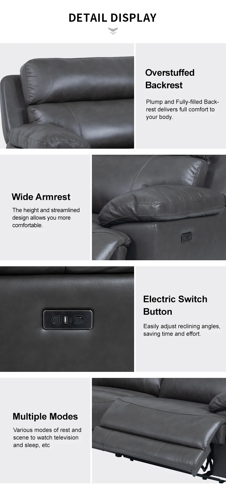 MANWAH CHEERS L Shaped Corner Reclining Oversized Sectional Modular Couch Leather Sofa Set Living Room Furniture Sofas