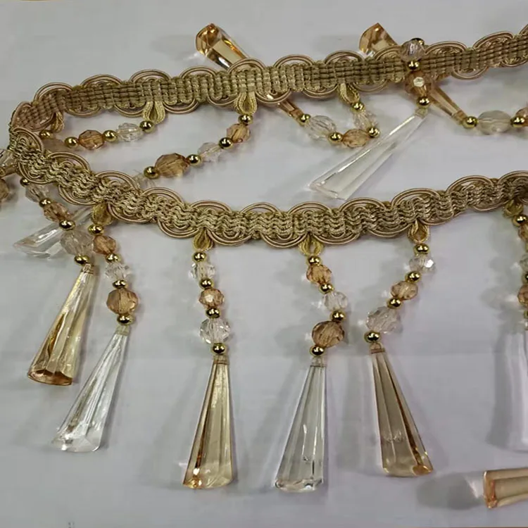 14.5CM LONG ACRYLIC BUGLE BEADS TRIM FRINGE TASSEL