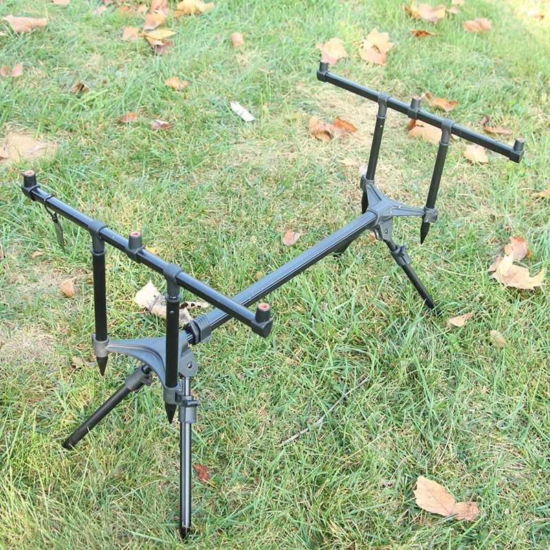 Selco Al Tube Black 2-section Structure 3 Head Carp Fishing Rod Pod for Fishing Rods Bank Sticks Rod Holder