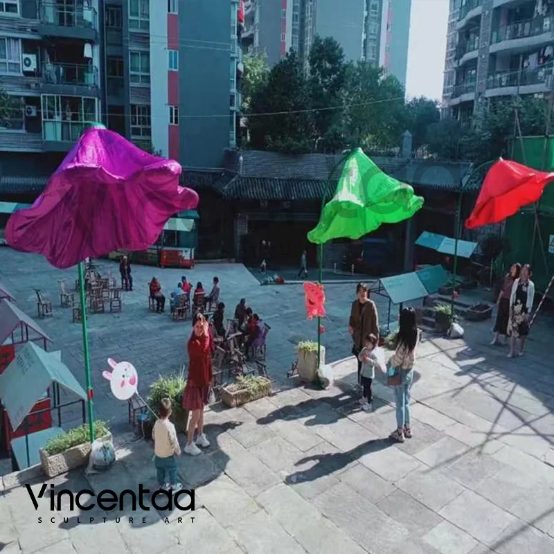 Vincentaa Pop Art Air-mode Induction Flower Automatic Opening And Closing Flower Sculpture Outdoor Modern Art Sculpture