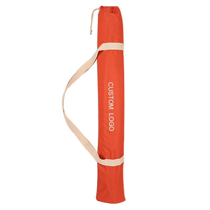 6FT Premium Quality UV 50+ Sun Protection Double-sided Printing Canopy Reclaimed Timber Pole Warm Red Vintage Beach Umbrella