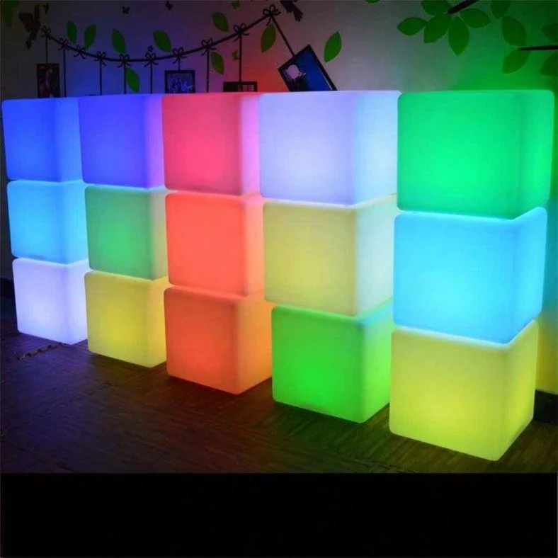 outdoor waterproof charging luminous chair bar furniture led cube 40 cm patio party table event plastic sofa lighting cubes