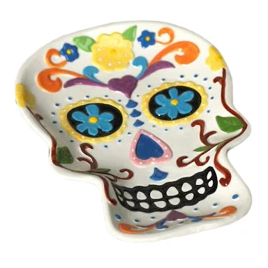 Customized Luxury Porcelain Dinner Serving Ceramic grimace Dishes and Plate Round Christmas hallowmas fruit party decor