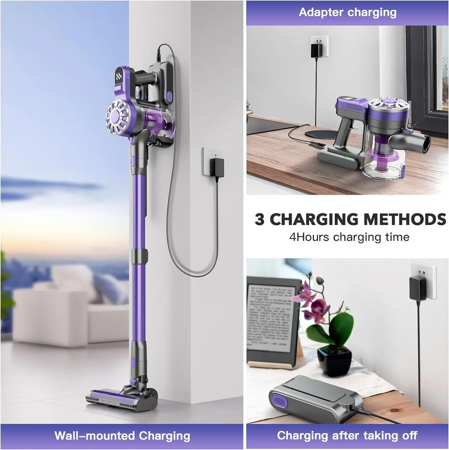 6 in 1 Cordless Stick Vacuum Upgrade Vacuum Cleaner with 40 Mins Long Runtime Versatile Lightweight Cordless Vacuum Cleaner