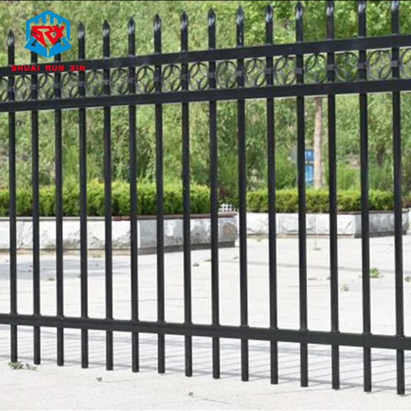 Factory Direct decorative garden home outdoor cheap wrought iron fence plate metal black galvanized steel fence