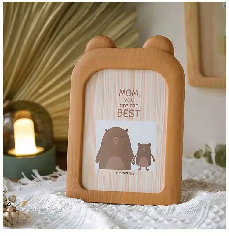 Dongjin fashional cute bear style customized size 4*6 6*8 PS picture frame plastic kid baby photo frame as gift girl and boy