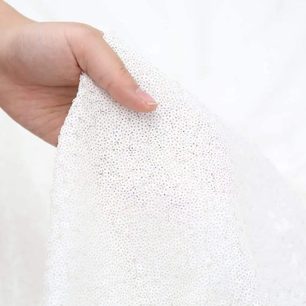 Wholesale Wedding Party Embroidery Square Glitter Payette Tablecloth 90 x 156 Inch Rectangle White Sequin Round Table Cloth