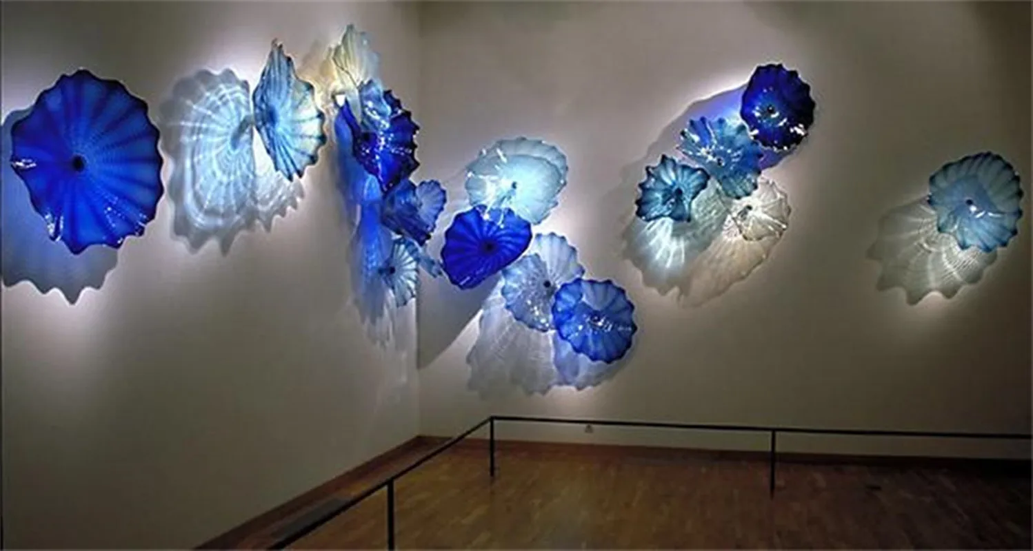 Fashionable Flower Plate Art Wall Decor Living Room Decorative Glass Wall Decorations for Home