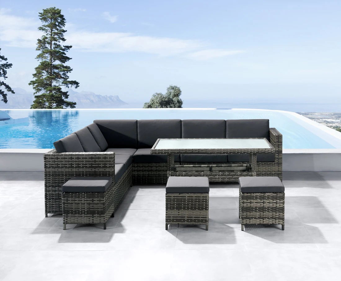 OEM Garden 7pcs steel rattan weather outdoor sofa set