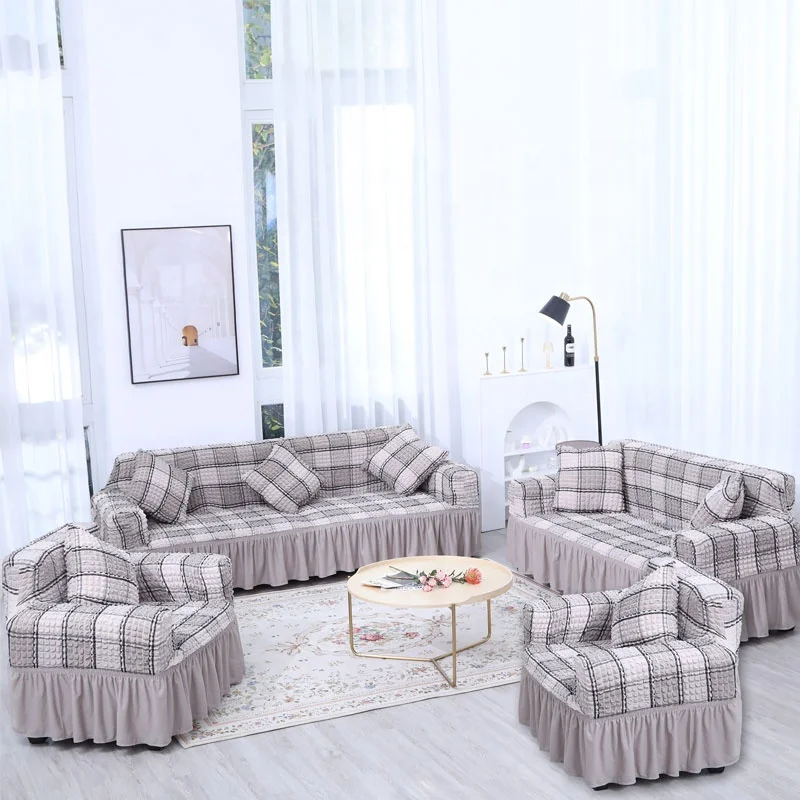 Home Center Bubble sofa cover Universal High Stretch Durable Furniture Protector Spanx Sofas Cover Slipcover with Skirt