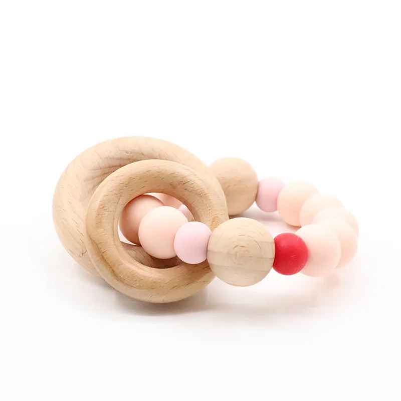 OEM Beech Beads Silicone Rosary Bracelet Baby Teething Bracelet Toy
