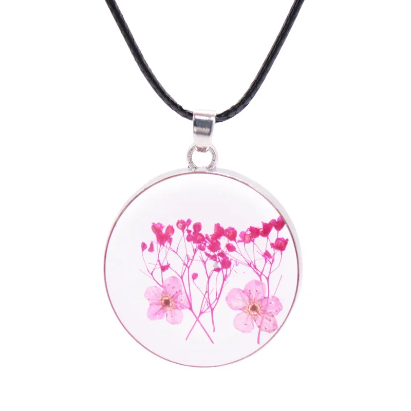 Новое модное женское украшение, ожерелье из смолы, кулон с сухим цветком