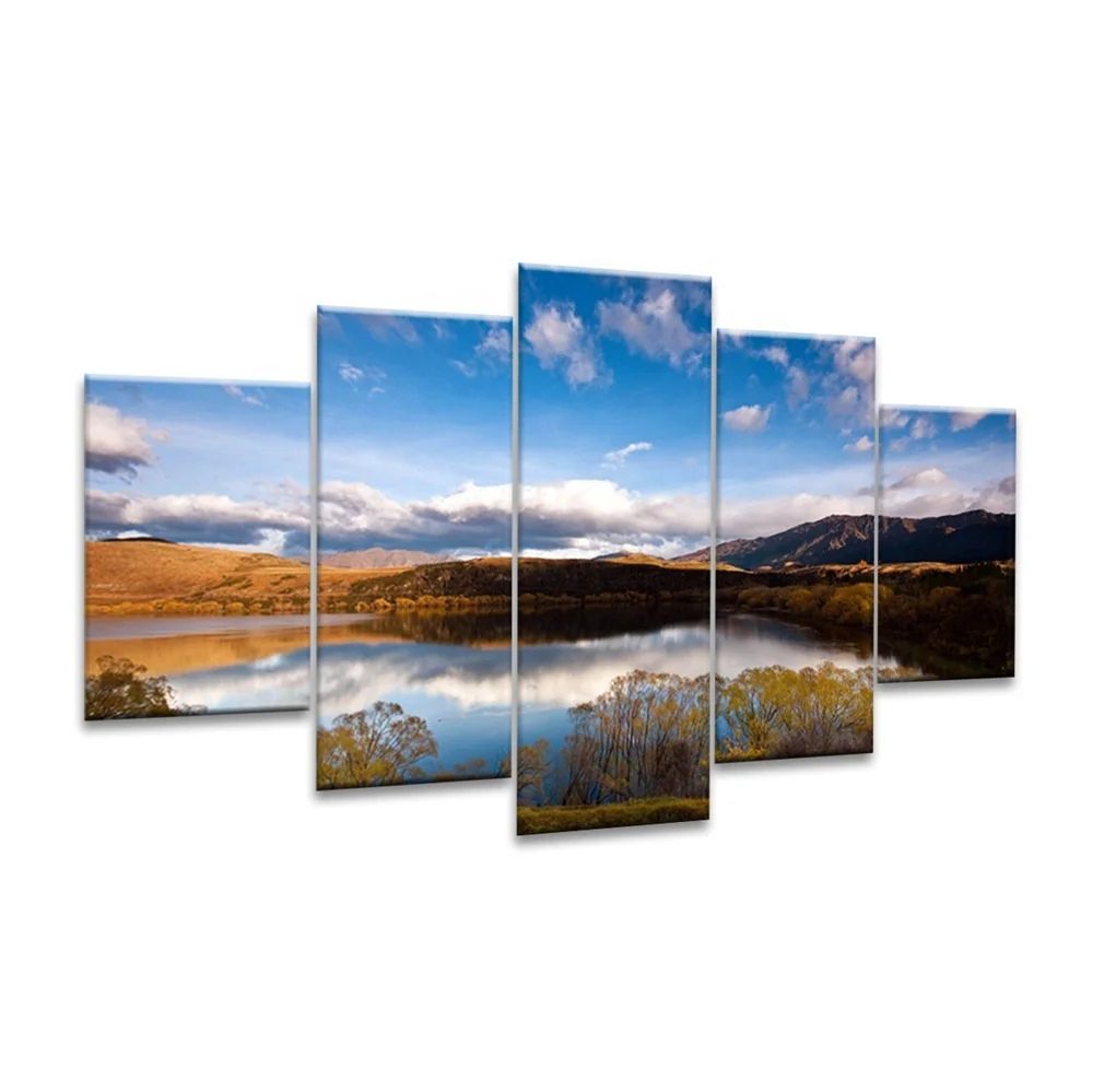 Wall Decoration Painting Art 5 Panel Hillside Picture Prints on Canvas Giclee Artwork Oil Painting