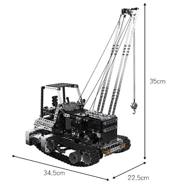 3D Metal Puzzle 1745PCS Metal Building Blocks Set Remote Control Crane Truck Model Engineering Car DIY Assembly Toys For Adults