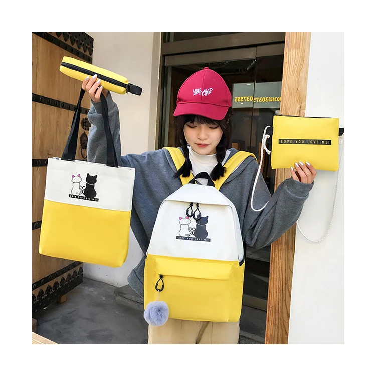 Light Weight Leisure Backpack 4 Pieces School Set Bag Student backpack