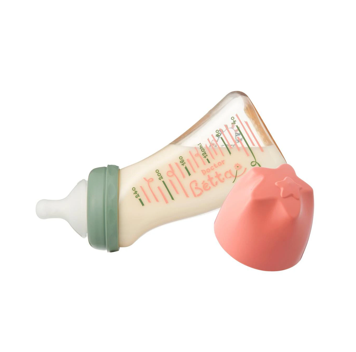 Japanese Heat Resistant Glass Breastfeeding Milk Baby Bottle with Silicone Nipple