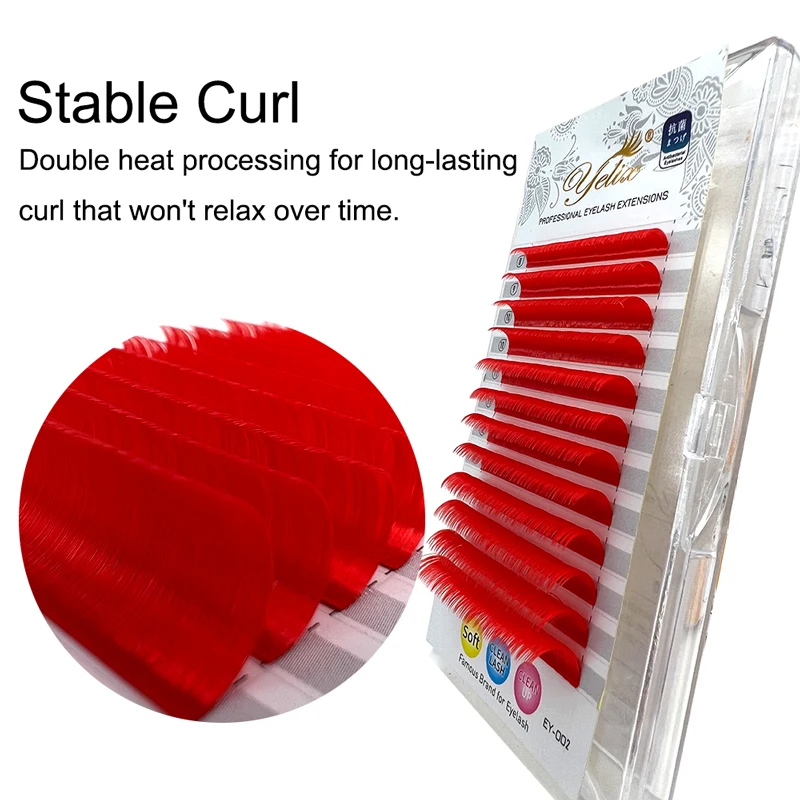 Yelix Volume Real Mink White Colorful Micro Swab Color Lash Wine Auto Fan Eyelash Extension