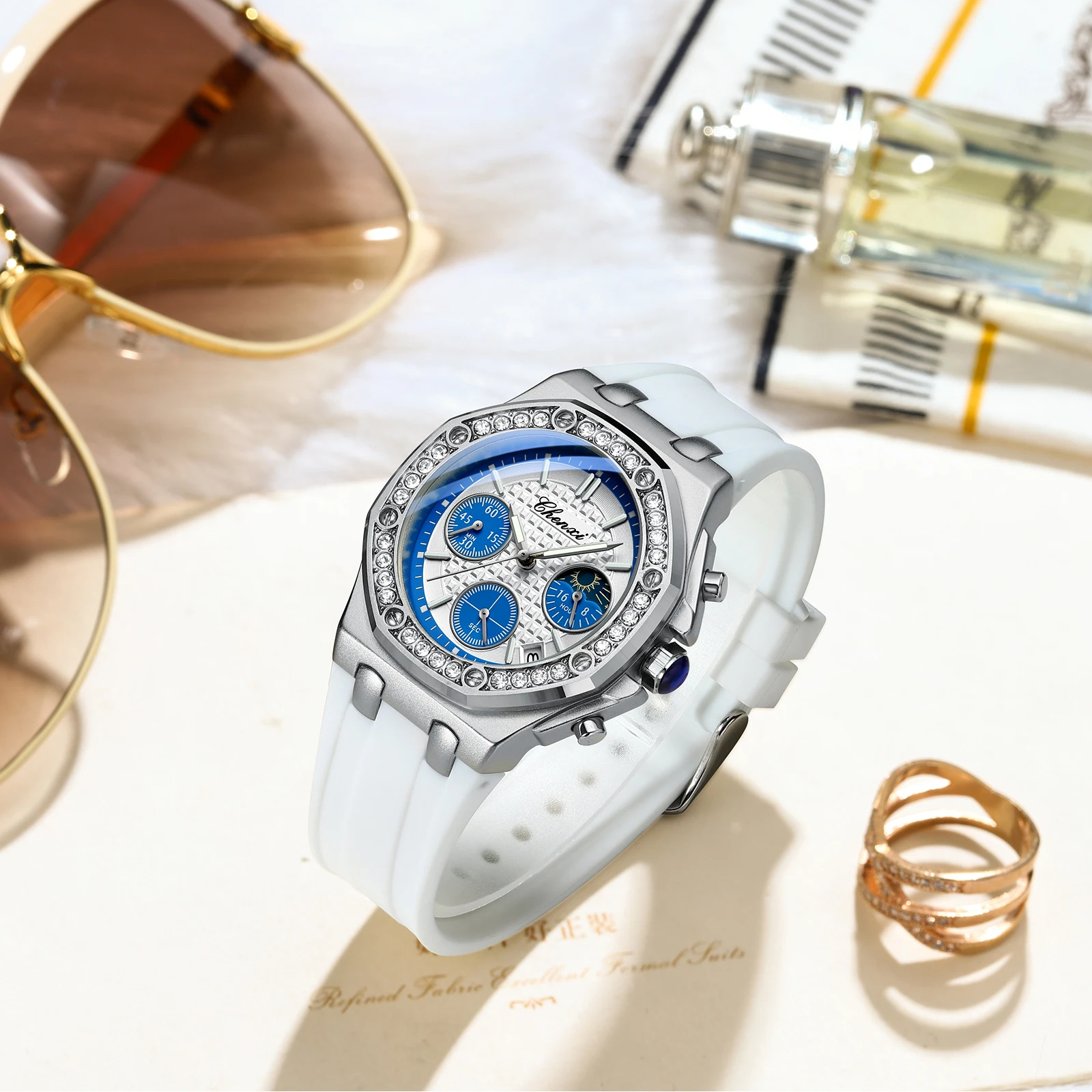 CHENXI 912 beautiful luxury women quartz watch stylish Silicone band 24 hour stopwatch vintage Casual Montre Femme