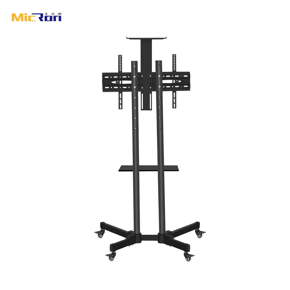 Hot Selling Tilt Height Adjustable Steel Mobile VESA 600 To 400 Inch 65 TV Cart TV Trolly