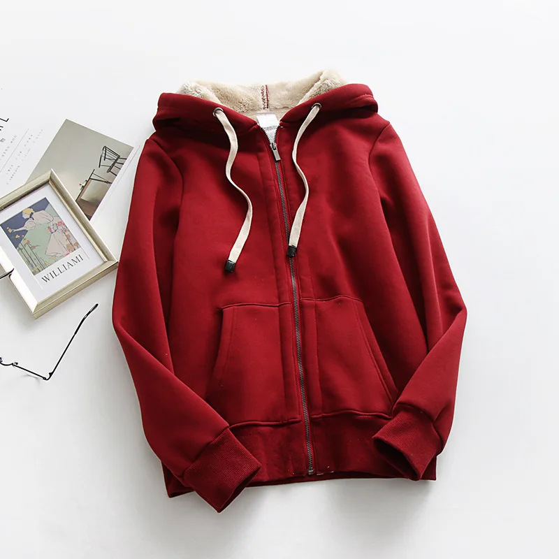 New Japan Korea version plush thickened casual hooded sweatshirt sweatpants suit for Autumn & Winter Hot Sale