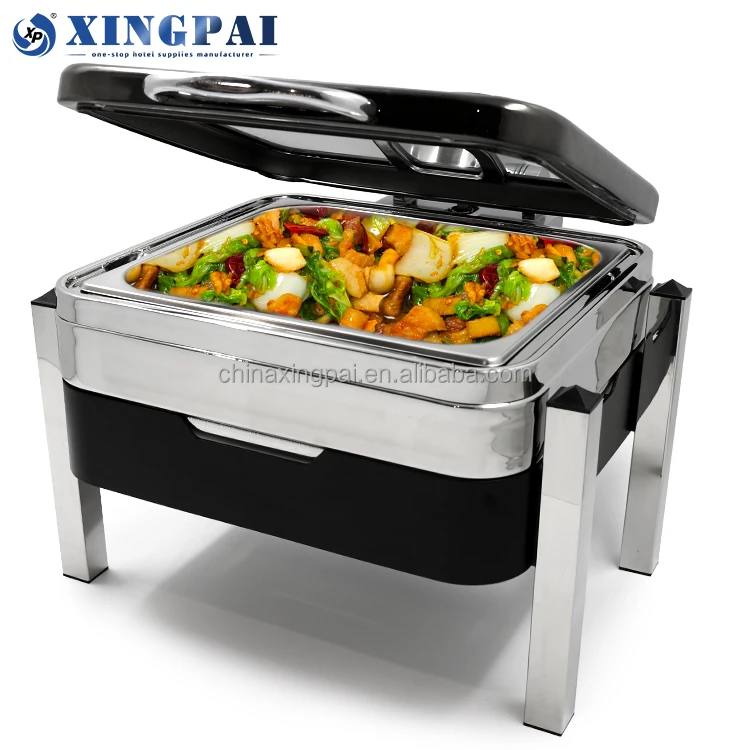 XINGPAI Other hotel delux buffet serving dish 304 stainless steel chafing dish electric heater chafing dish with glass lid