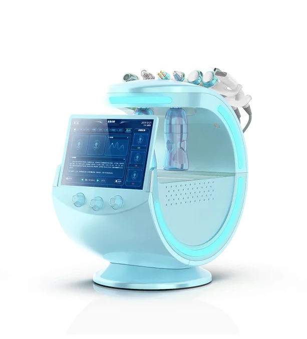 Portable 7 In1 Smart Ice Blue   Aqua Skin Scrubber Jet Peel Hydrogen Peeling Dermabrasion Facial Care Machine With Skin Analyzer
