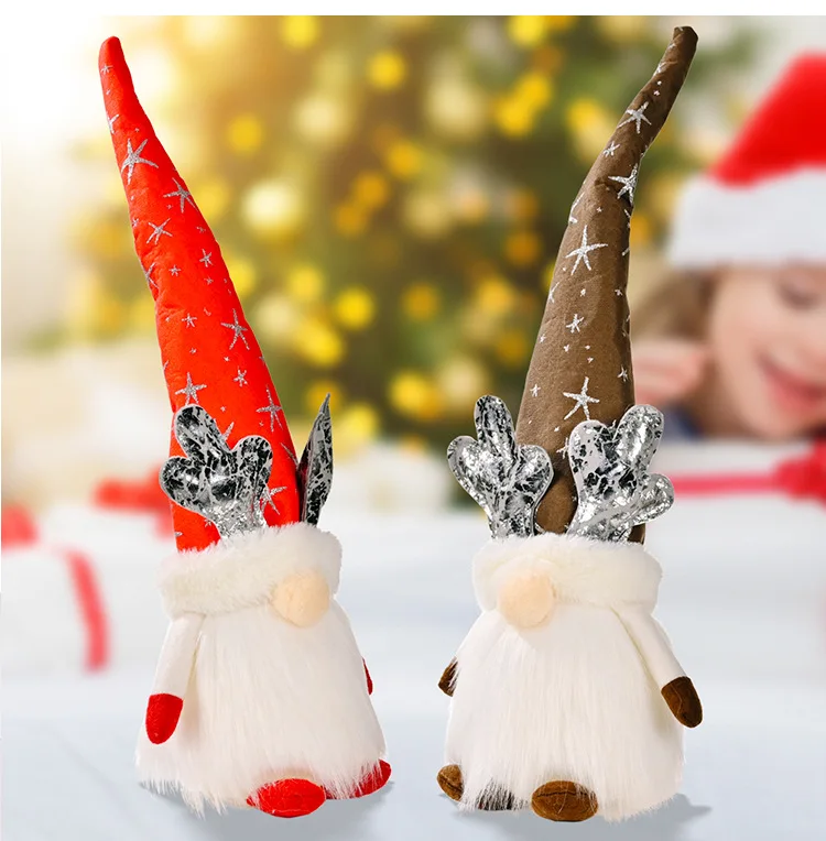New Christmas Santa Elk Faceless Dolls Antlers Gnome With Lights Sitting Luminous Dwarf Elf Christmas Garden Decor Ornaments