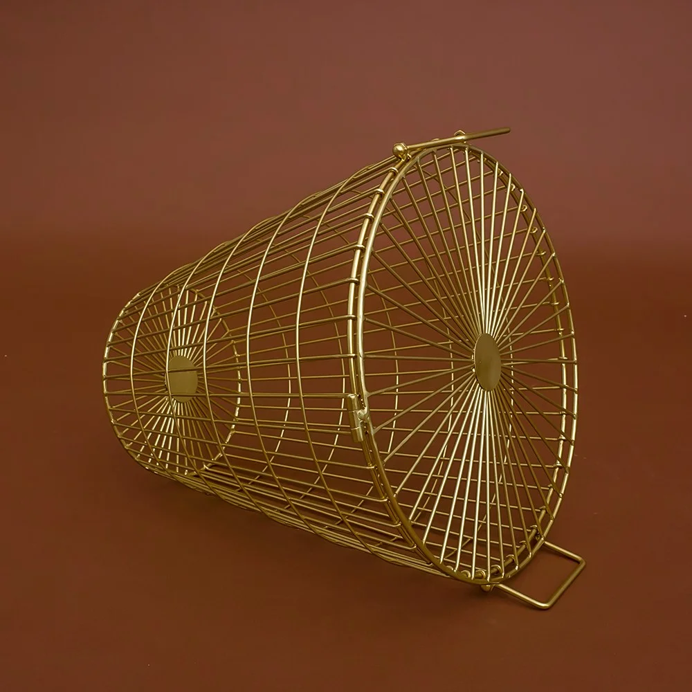 gold laundry Basket, Loft style design metal Dirty clothes storage basket,