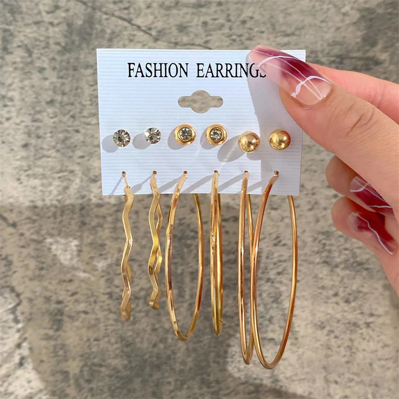 Vintage Geometric Gold Pearl Silver Plated Dangle Earrings Heart Butterfly Hoop Earrings set Fashion Women Jewelry Trendy