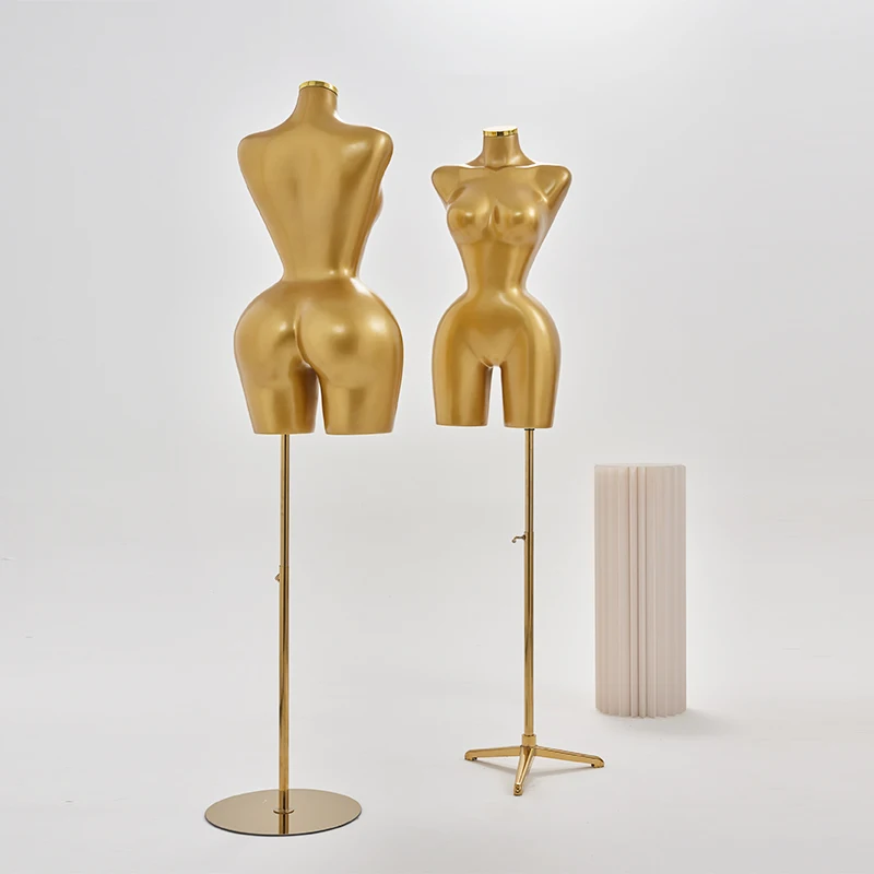 New Cheap Display Gold Spray Paint Upper Body Fiberglass Busty Dummy Large Size and Small Size Plump Female Mannequin