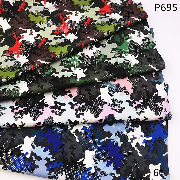 P695 matte camouflage PU artificial leather textiles leather products cuero custom leather for luggage , handbag , shoe