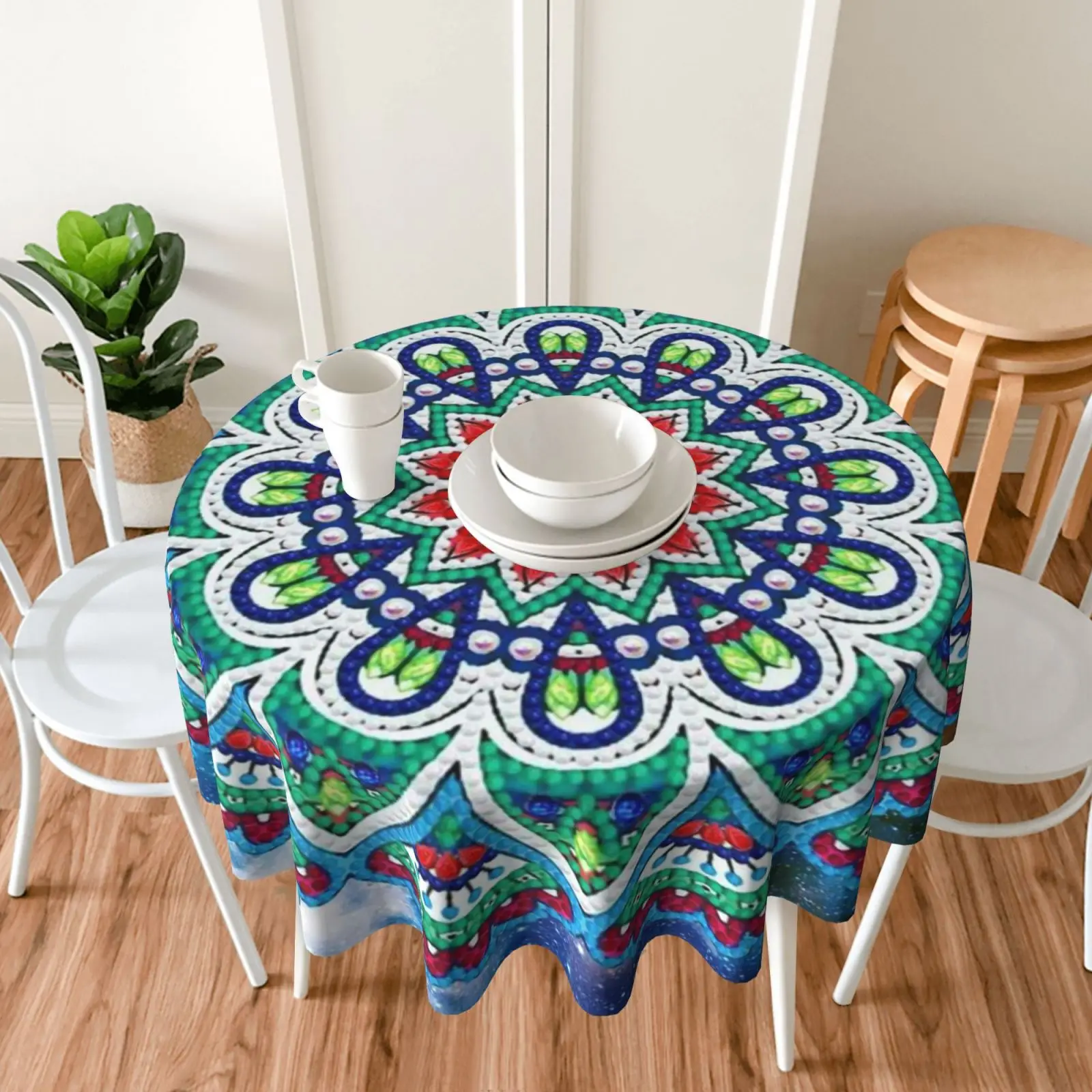 Custom printing round tablecloths decorative jacquard polyester durable high quality home sequin tablecloth