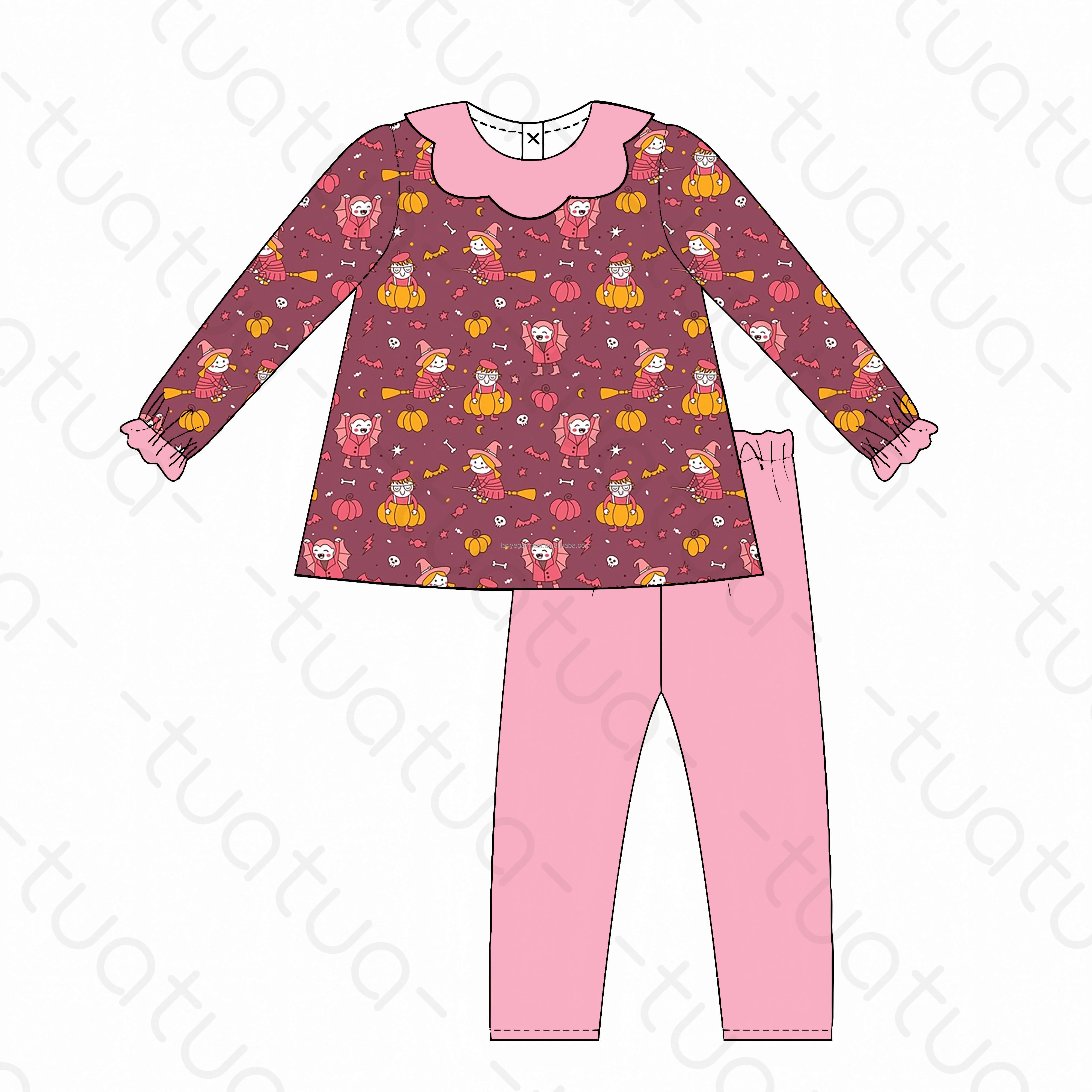 Sibling matching halloween children s boutique clothing knit girl set custom baby clothes set