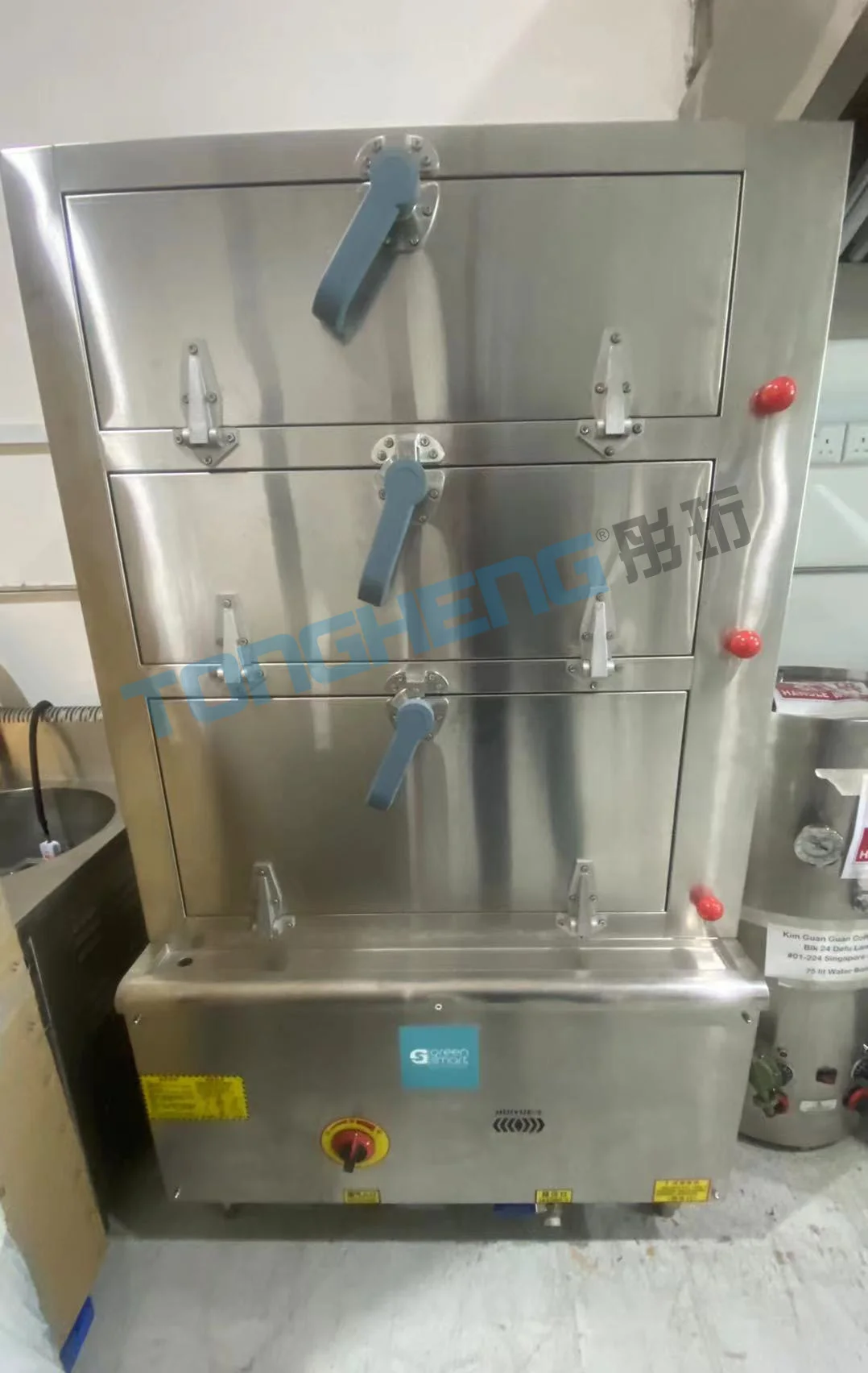 Restaurant Commercial 3 Tiers Gas Crab Dimsum Steamed Ark Rice Seafood Steamer Cabinet