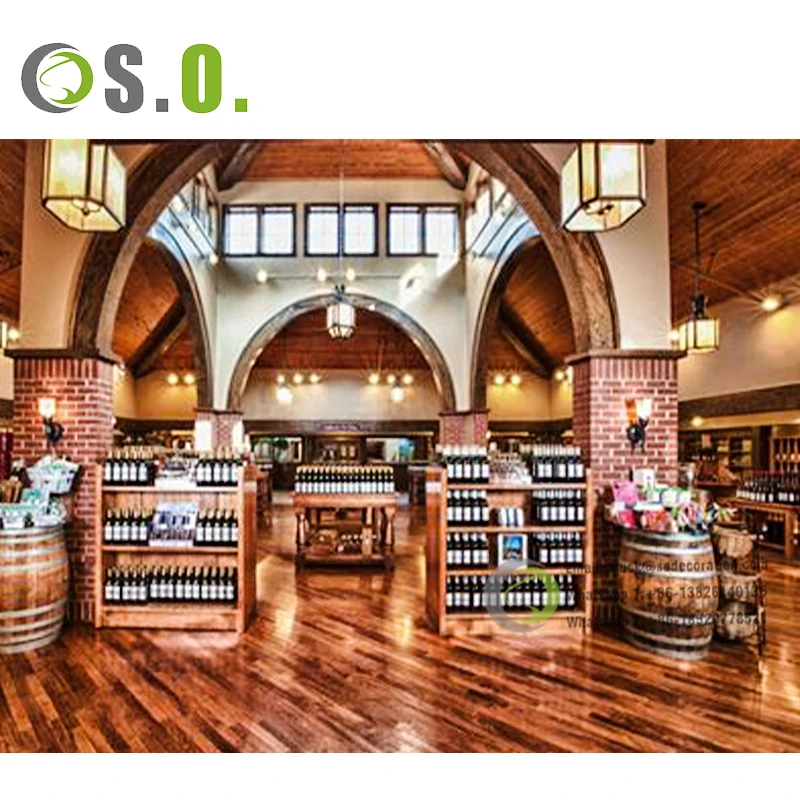 Customized wall mounted wine rack wine display cabinet restaurant liquor store shelves