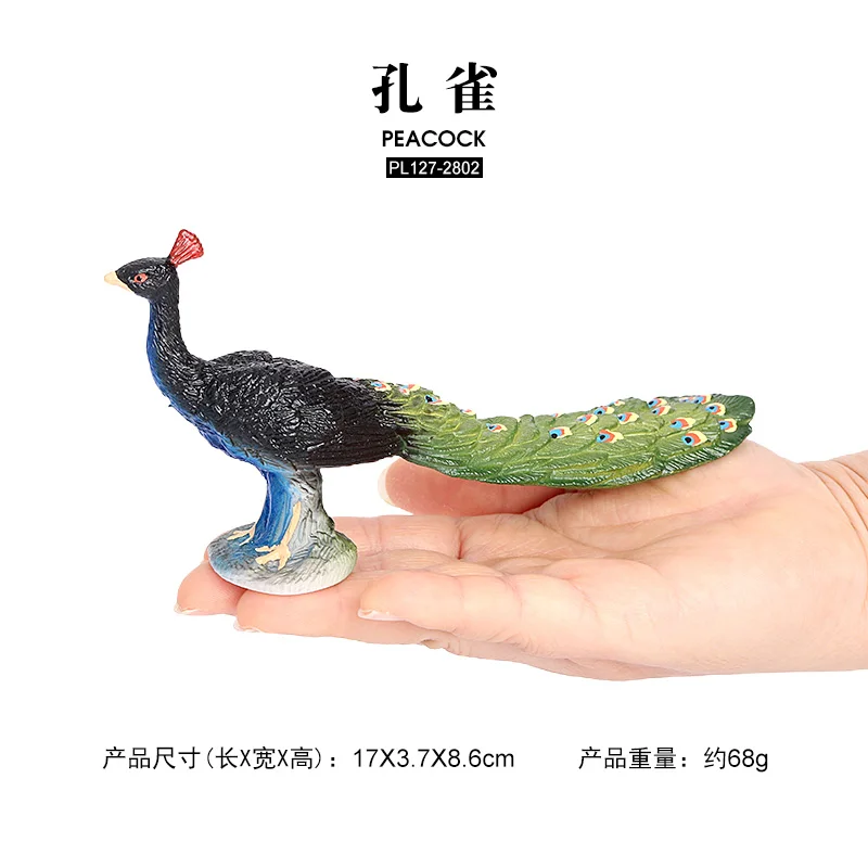 Wholesale Solid PVC Simulation Statue Model Big Peacock Bird Model Animal Figurines Toys